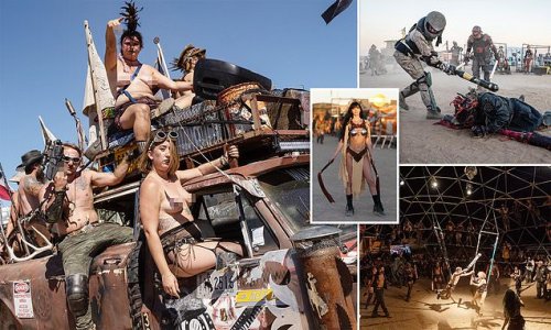 Thousands of revelers attend Mad Max-themed post-apocalyptic festival Wasteland Weekend in Mojave Desert, with outfits, cars and guns all inspired by the cult movie