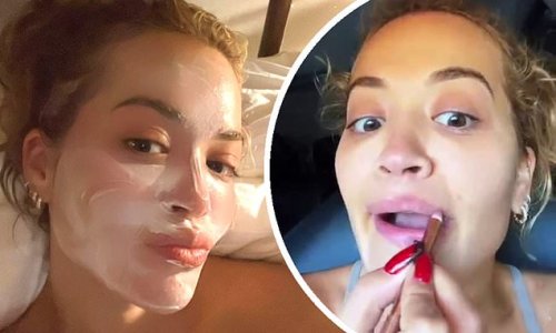 'I love self care': Rita Ora enjoys a pamper evening with a face mask after quipping 'everyone fancies me' in a playful TikTok