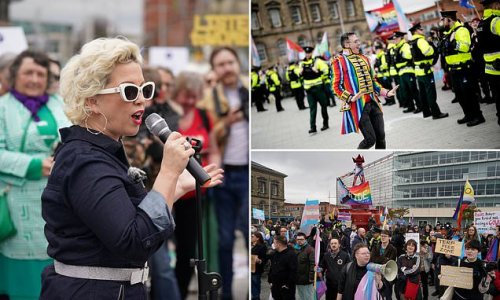 Dozens Of Police Keep Rival Protesters Apart At Posie Parker Rally In Belfast Just Weeks After 