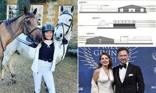 Neighbours accuse council chiefs of 'caving in to the rich' as planners approve permission for Geri Horner's new barn for her 14 horses despite complaints 'hideous' building disrupts phone signals