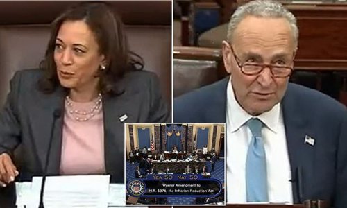 BREAKING NEWS: Senate PASSES Biden-backed $740billion reconciliation bill with no Republican support thanks to Kamala tie-break vote: GOP Sen. Rick Scott says deal is a 'war on seniors' and Democrat Sen. Chris Coons admits it may take a YEAR to ease inflation