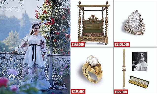 Princess Margaret's heirlooms that were sold for £14million by her son are up for sale again including five-carat diamond ring valued at £1.1million - that went for £142,000 in 2006