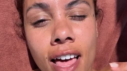 Bikini-clad Alex Scott and Jess Glynne look smitten as they poke fun at each other while soaking in the sun on romantic getaway