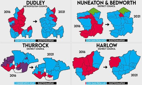 Crushing Labour defeats in early results from local council wards