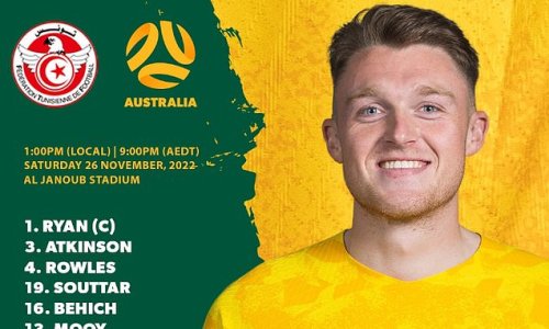 Socceroos name the WRONG team to face Tunisia in the World Cup as social media blunder sees injured Nathaniel Atkinson included in the side: 'That's NOT the team lads'