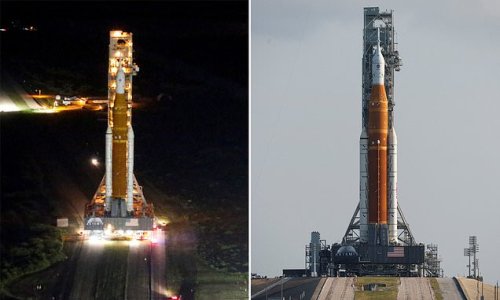 The world's most powerful rocket is ready for liftoff: NASA's Space Launch System travels four miles to the pad at Kennedy Space Center ahead of the highly-anticipated Artemis I mission set for August 29