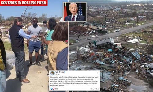 President says he is offering full federal support and is praying with Jill for 'those who have lost loved ones' in Mississippi's 'devastating tornadoes'