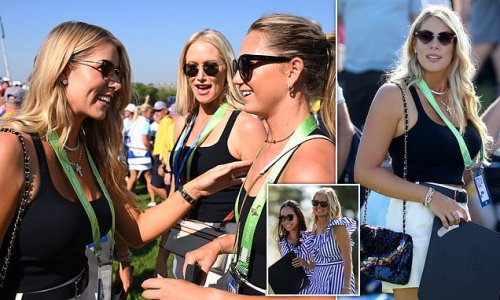 Here come the girls! Team USA Ryder Cup WAGS match in stripey dresses while their European...