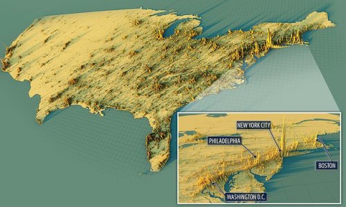 The amazing 'spike maps' that will change the way you see Earth: Eye-opening data reveals how jam-packed YOUR hometown is - and how the world's population could fit into New York City's five boroughs (if everyone stood shoulder-to-shoulder)