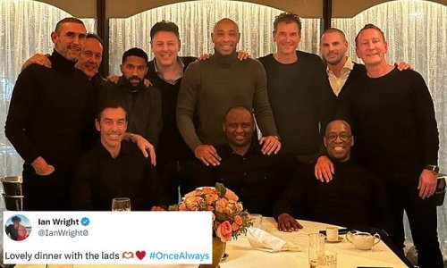What an Arsenal reunion! Ian Wright shares a group photo with NINE other Gunners legends - including Henry, Vieira and Keown - after a 'lovely dinner with the lads'... but can you name them all?