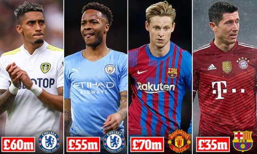 The £390MILLION domino effect: De Jong's £70m Man United move frees Barcelona up for Lewandowski... while Lukaku's exit allows Chelsea to revamp up front with Sterling AND Raphinha this week