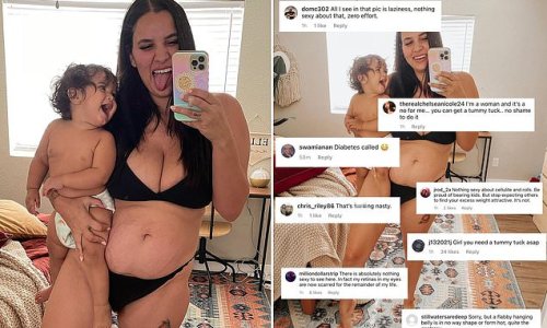'Nothing sexy about that': Mother-of-five reveals 'f*****g cruel' comments she received from online trolls who told her to 'get a tummy tuck' after she shared a photo of her stomach