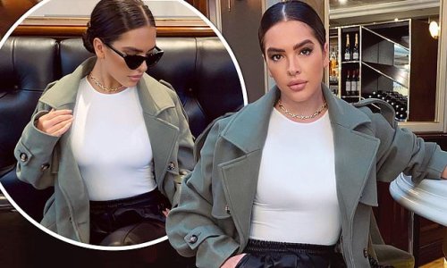 Gemma Owen cuts a stylish figure in a pair of leather trousers in latest PrettyLittleThing photoshoot... after signing six-figure deal with the brand