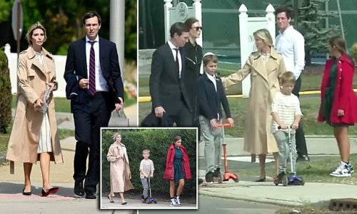 EXCLUSIVE: Jared and Ivanka celebrate Rosh Hashanah as they leave synagogue to head to the Kushner family estate in New Jersey with their kids - joined by brother Josh and Karlie Kloss
