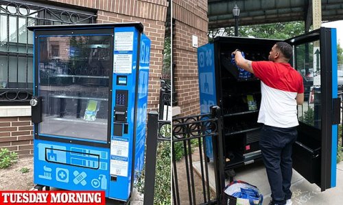 Plenty more where that came from! NYC's first 'safe drug vending machine' is replenished with Narcan, fentanyl strips and condoms... but no more crack pipes after residents ransacked first stash in 24 hours