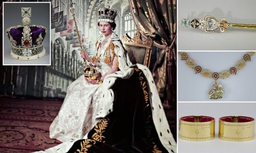 Celebrated courtier Sir Norman Hartnell, the man who designed the Queen's iconic Coronation gown, reveals he was horrified at the thought it made Her Majesty look like she was 'covered in vegetables'
