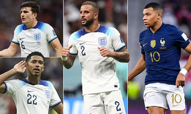 THE VIEW FROM FRANCE: L'Equipe labels 'slow' Harry Maguire a weak link at the back, as they point to Kylian Mbappe vs Kyle Walker as a key battle and praise Jude Bellingham