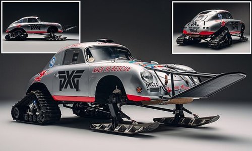 1956 Porsche 356A turned into a snowmobile for a race across a glacier