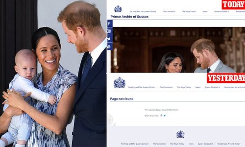Archie's profile returns! Buckingham Palace page for Harry and Meghan's son reappears on the website after it vanished yesterday