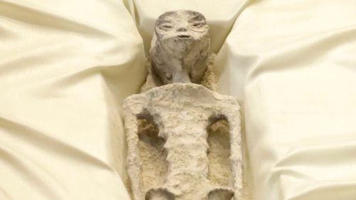 'Alien' bodies with three fingered hands and feet are presented by UFO expert at Mexican congress - with the 'non-humans' found in Peru said to be 1,000 years old