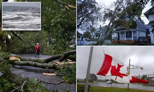 One of most powerful storms EVER to hit Canada slams into Nova Scotia: Former hurricane Fiona brings 100mph winds, leaves 40% without power and forces Justine Trudeau to cancel Japan trip - as cops say it's not safe to be on roads