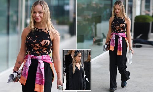Relaxed royal! Lady Amelia Windsor cuts a casual figure in Milan for Fashion Week - days after attending the Queen's funeral at Westminster Abbey