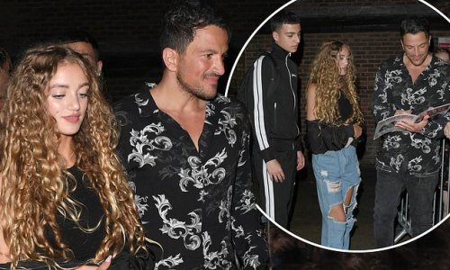 Peter Andre's eldest children Junior, 16, and Princess, 14, support their dad at the Grease press night - after the singer voiced fury over being dragged into Wagatha Christie case