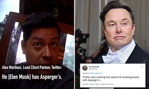 'Twitter exec trashing free speech & mocking people with Asperger's': Elon Musk retweets undercover vid of Twitter exec saying he can't take Tesla CEO 'seriously' due to his Asperger's diagnosis as he boasts about limiting free speech