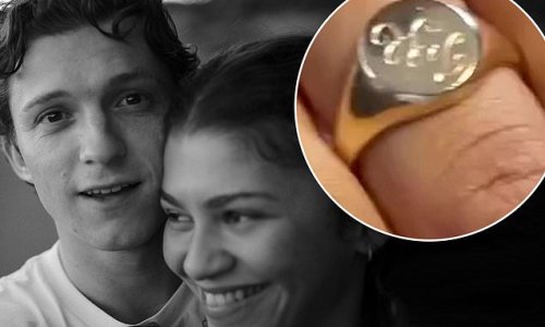 Zendaya reveals her gold signet ring engraved with boyfriend Tom Holland's initials while enjoying a manicure