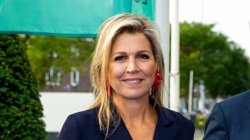 Queen Maxima of the Netherlands dons a sophisticated jumpsuit as she steps out at the opening of the...