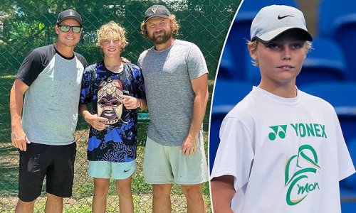 Lleyton Hewitt's tennis prodigy son Cruz, 13, wins his first international title in Fiji with the help of Rebel Wilson's ex Matt Reid