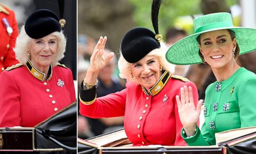 Queen Camilla Is Inspired By The Grenadier Guards As She Attends Trooping The Colour In Bold Red 8059