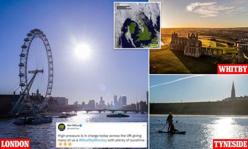 Day of blue skies and sunshine for Britain before Wolf Moon tonight