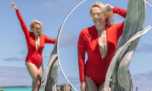 Rebel Wilson Shows Off Her Incredible 66lbs Weight Loss In A Plunging Red Swimsuit In Throwback Snaps From Her 41st Birthday On Marlon Brando S Private Island Flipboard