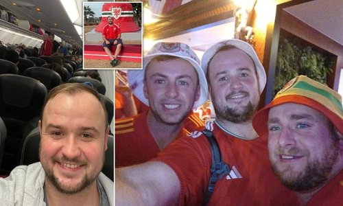 Someone's going to be in trouble! Fan, 33, flies to Qatar at the last minute to watch Wales in World Cup - WITHOUT telling his girlfriend (and faces the sack if he's not back in 48 hours)