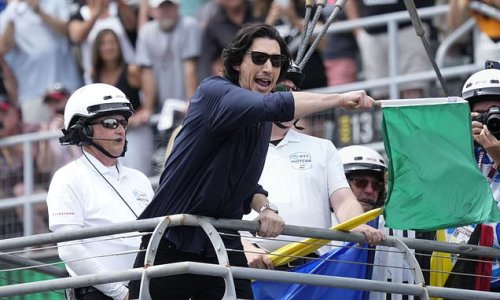 Adam Driver waves the green flag at Indy 500 as honorary starter as the Academy Award nominee actor whips fans into a frenzy before 'The Greatest Spectacle in Racing'