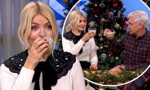 'I don't know if I can put this down': Phillip Schofield and Holly Willoughby drink booze live on air in celebration of St Andrew's day - but he can't stop swigging it in between segments