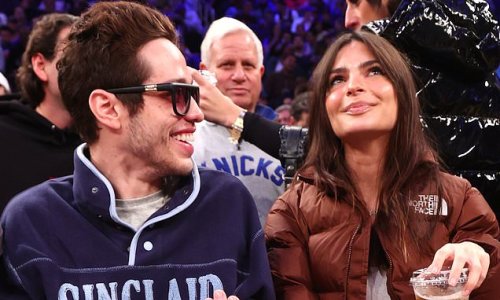 The ultimate rebound romance! Pete Davidson and Emily Ratajkowski go public with new relationship on flirty date at NBA game in New York... after his split from Kim Kardashian and her marriage collapse
