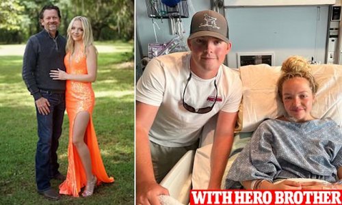 Florida teen, 17, whose leg was ripped open by a 9ft shark before her brother beat it off her vows to return to the sea as soon as she heals as she undergoes three-hour above the knee amputation