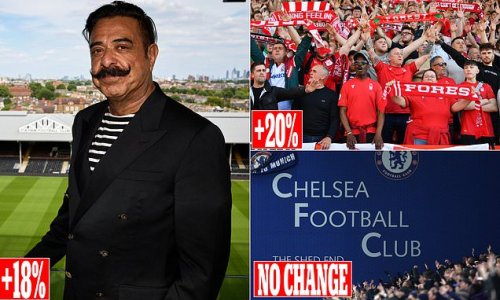 The great Premier League price hike! All but four clubs are demanding MORE for season tickets despite the cost-of-living crisis... with Nottingham Forest bumping prices up by 20 per cent for 2023-24, while Fulham's are up 18 per cent