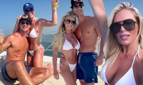Honeymoon on the high seas! Southern Charm star Madison LeCroy poses in a white bikini as she frolics on a yacht in Dubai with new husband Brett Randle