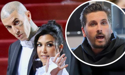 Revealed: Scott Disick is NOT invited to Kourtney Kardashian's wedding to Travis Barker... as ex-couple's three kids are seen in Portofino for big day