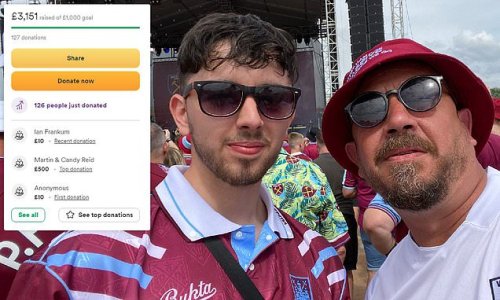 West Ham fans smash fundraising target for 19-year-old supporter who fractured his skull and ribs falling off a wall at the Europa Conference League final in Prague