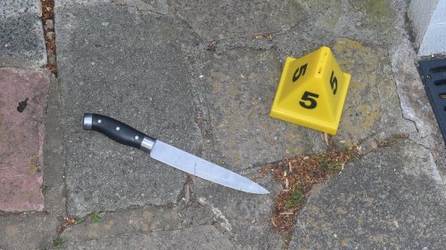 Pictured: Blade used to stab police officer in broad daylight attack in north London street - as...