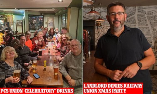 Cheers! Grinning union boss takes her 'comrades' out for 'celebratory' meal... hours after announcing Border Force walkouts that will ruin Xmas getaways for thousands - as landlord BANS rail strikers from holding festive do at pub