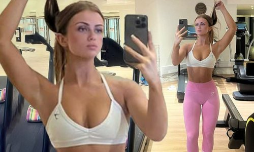 Maisie Smith shows off her incredible physique in a skimpy sports bra and leggings as she hits the gym