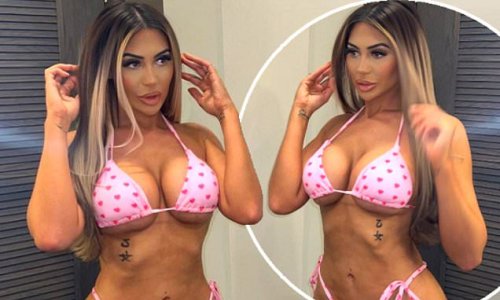 Chloe Ferry shows off her famous curves in a skimpy heart print bikini weeks after second split from on-off beau Johnny Wilbo