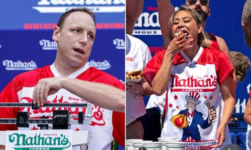 Miki Sudo devours competition at Nathan's Hot Dog Eating Contest for the EIGHTH year in a row - demolishing 40 in 10 minutes