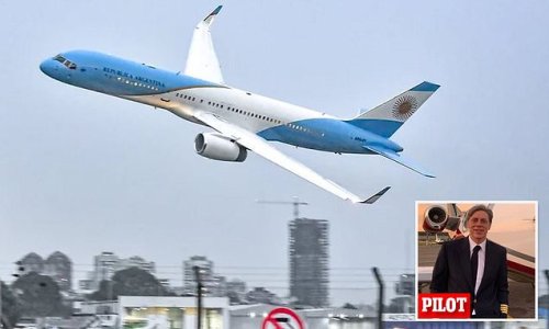 Shocking moment pilot aborts landing 147 feet above airport runway and pulls off dangerous stunt on $20 million Argentine presidential airplane
