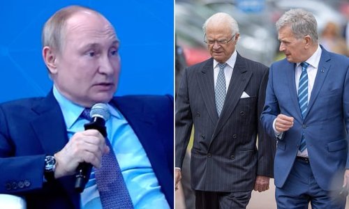 'It seems now it's our turn to get our lands back': Smirking Putin threatens Sweden and compares himself to tyrant Peter The Great while issuing chilling threat to Scandinavia